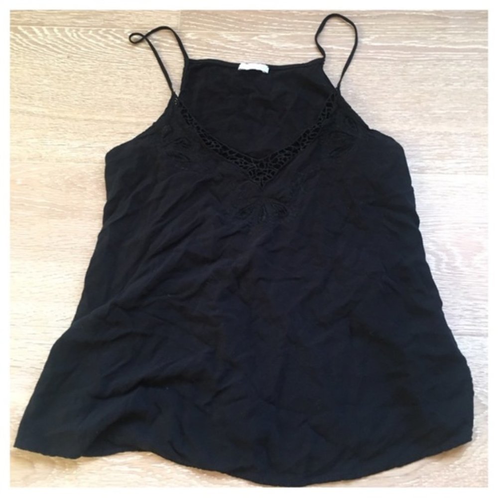 Zara B W Collection Embroidered Tank Black S Cutout Embroidery